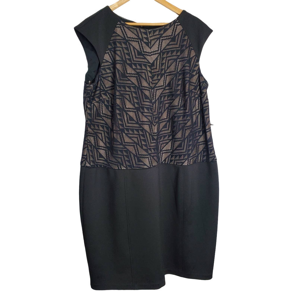 Dressbarn Collection Dress Womens Size 22 Black Lace Career Evening Sleeveless